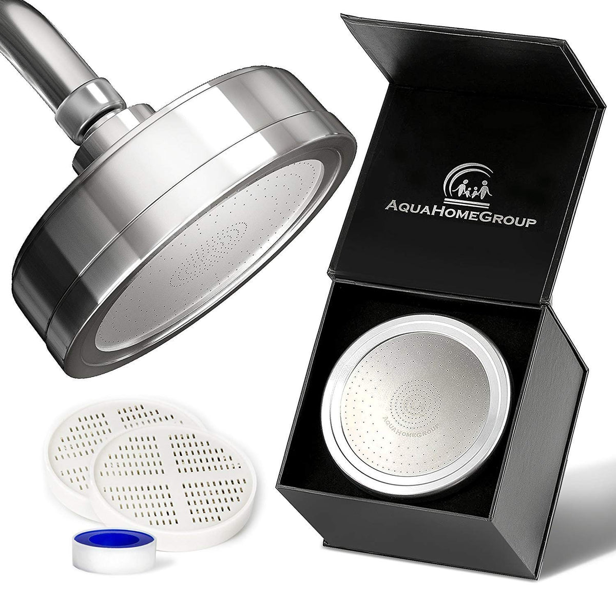AquaHomeGroup filtered shower head chrome delivering spa-like water in every shower