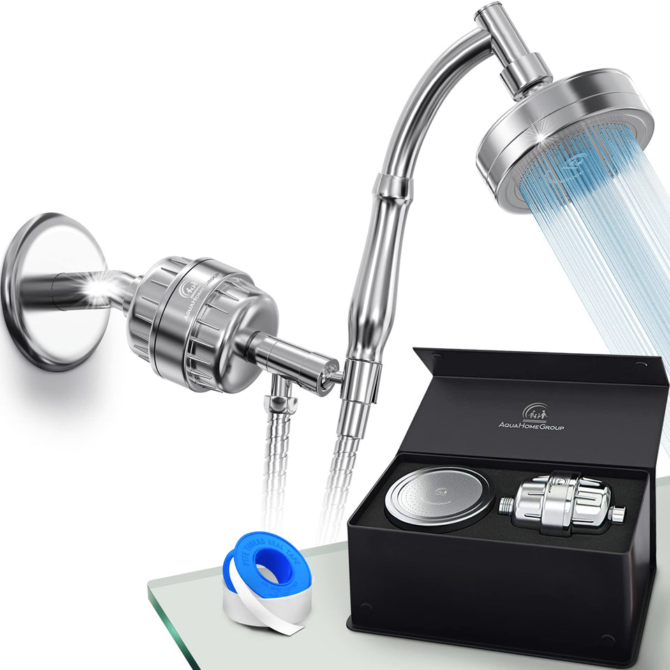 AquaHomeGroup handheld shower head chrome with adjustable spray for easier rinsing.