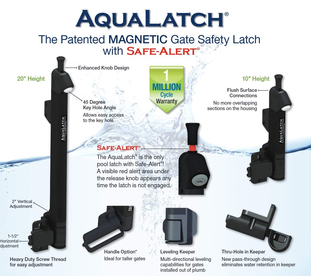 Aqualatch fits both right- and left-handed gates for flexible installation.