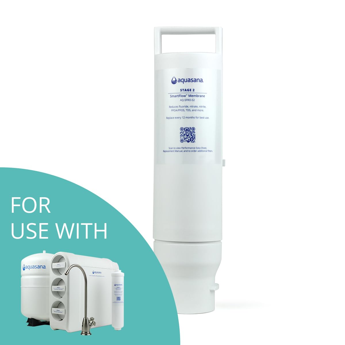 Replacement membrane with 1-year warranty and Aquasana support