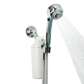Aquasana shower filter chrome wand showcases sleek design for softer hair and healthier skin