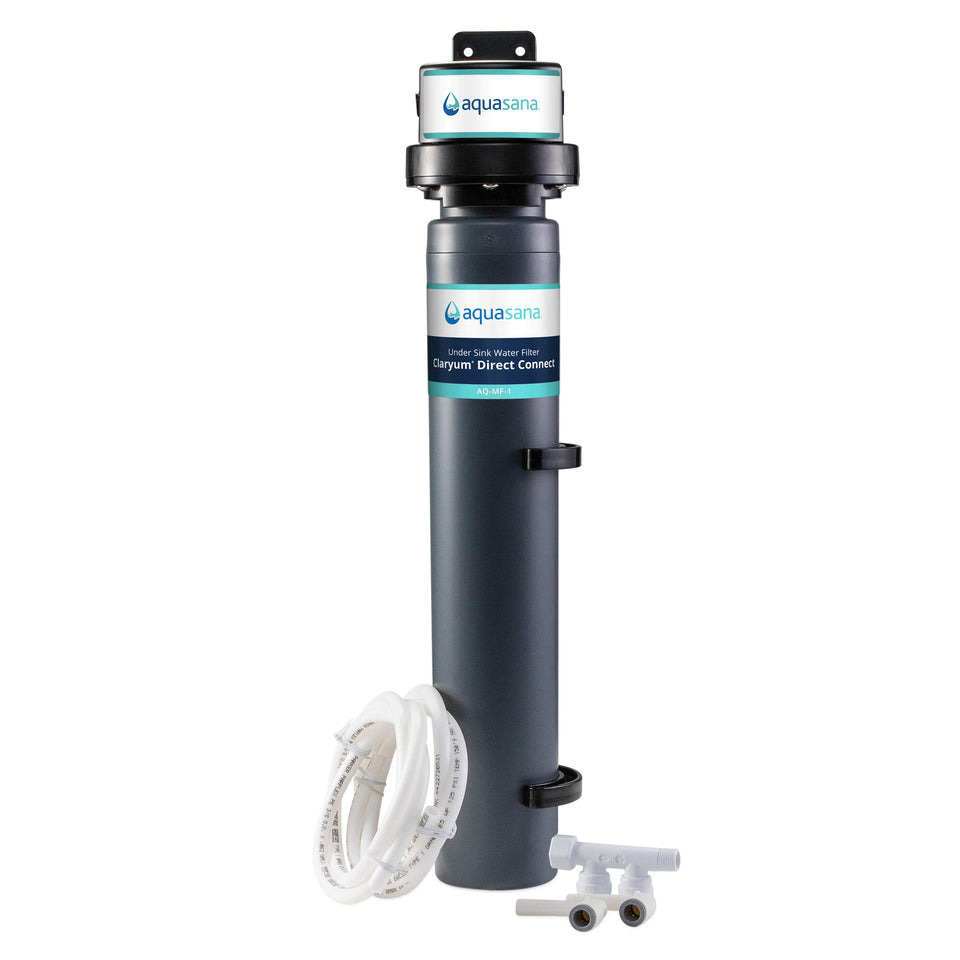 Aquasana under-sink filter Direct Connect setup enables easy installation.