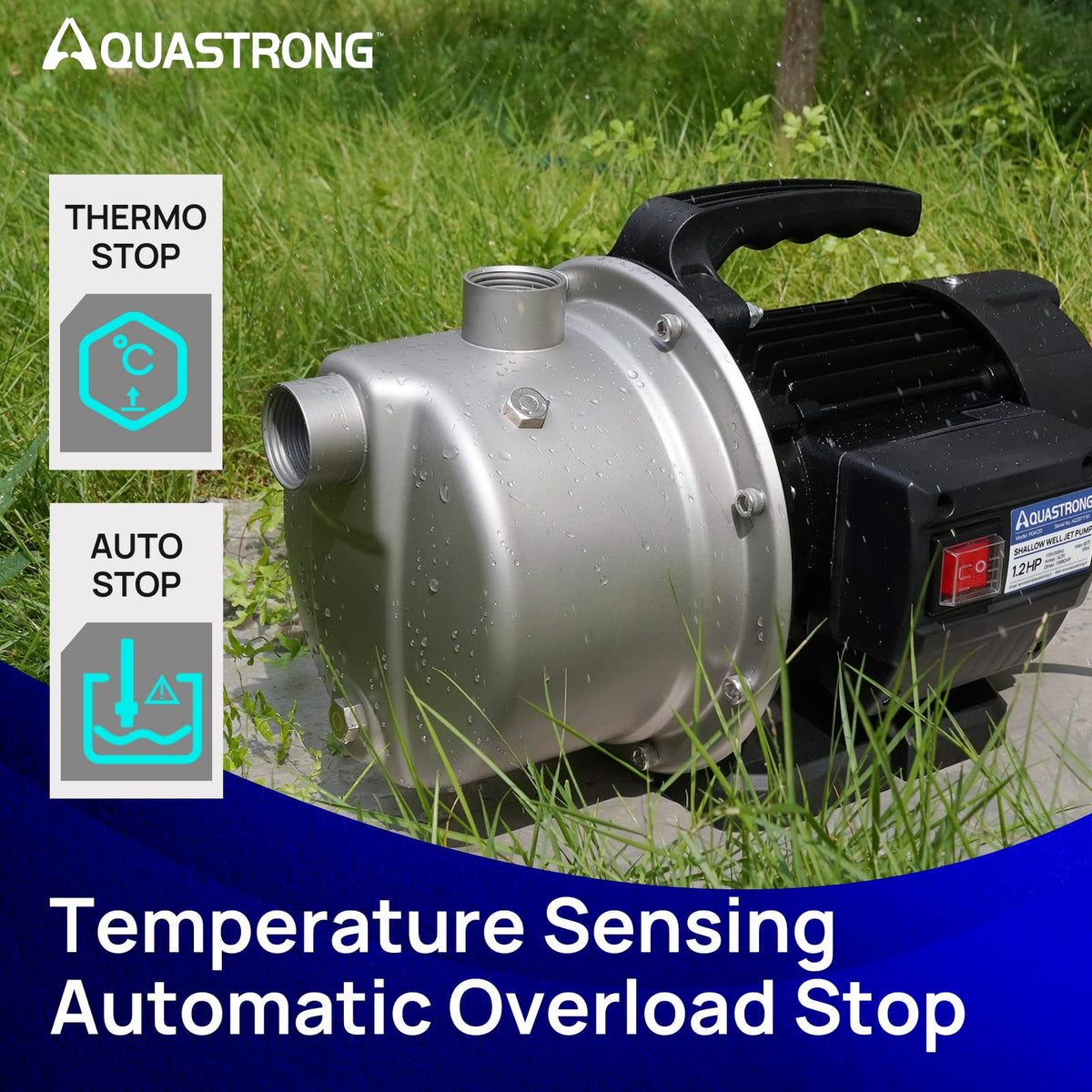 Aquastrong 115V 1in NPT connections enable simple hose setup