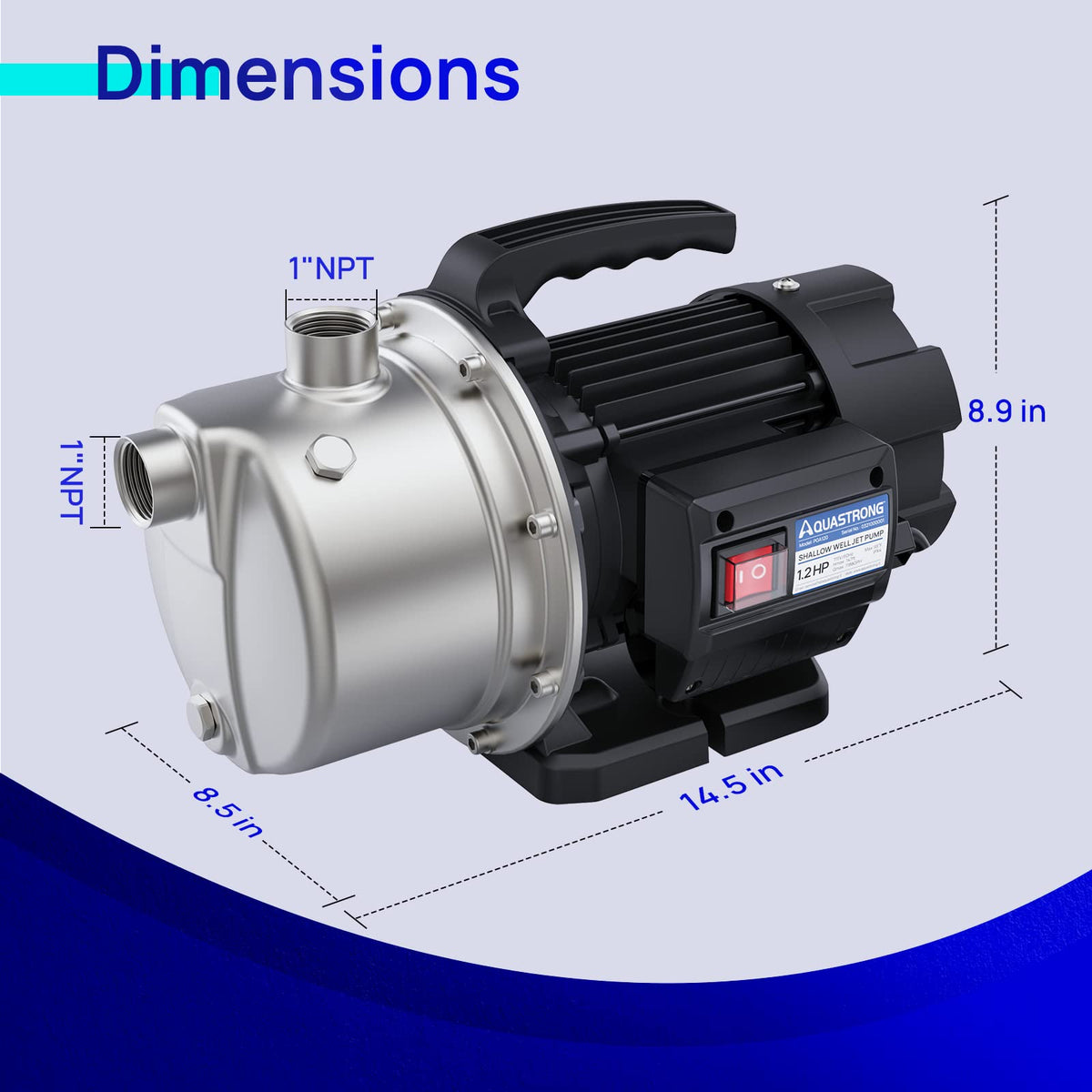 Aquastrong 115V auto shut-off protects the pump during use