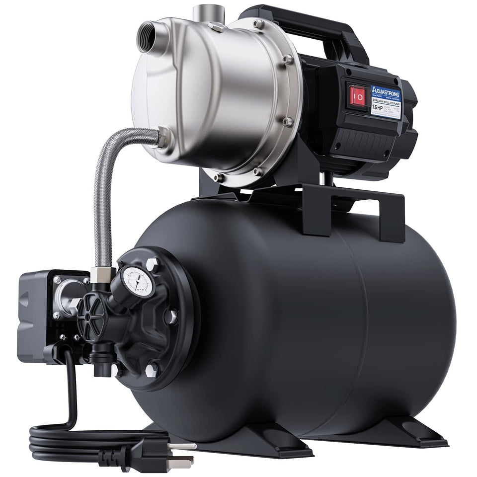 Aqualstrong 115V shallow well pump front view for reliable home water supply.