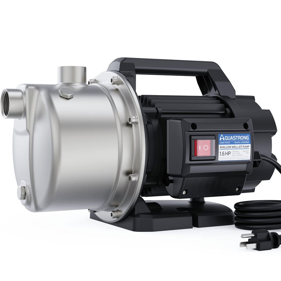 AQUASTRONG shallow-well pump with stainless-steel casing for outdoor irrigation
