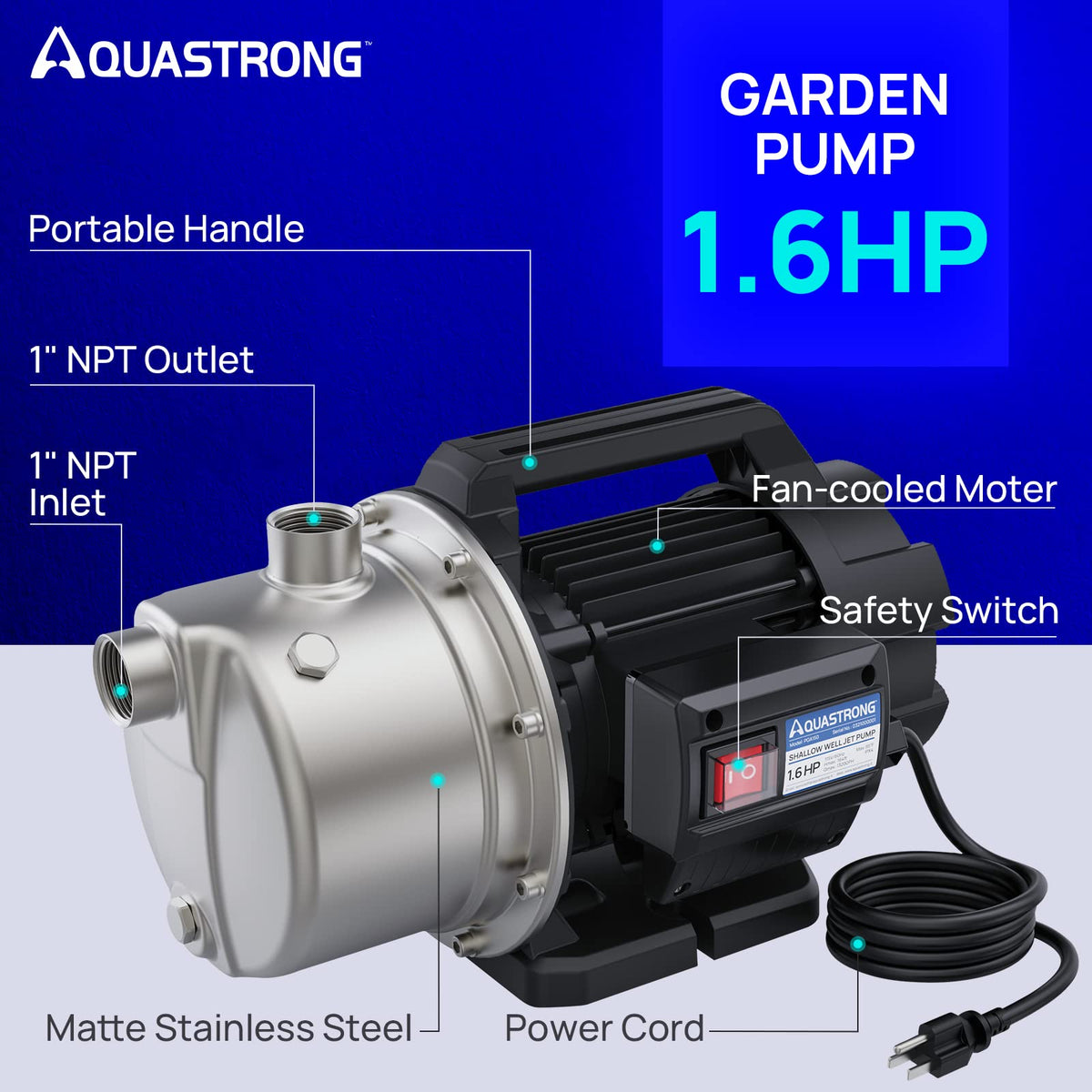 AQUASTRONG 1320 GPH flow supports quick irrigation and water transfer