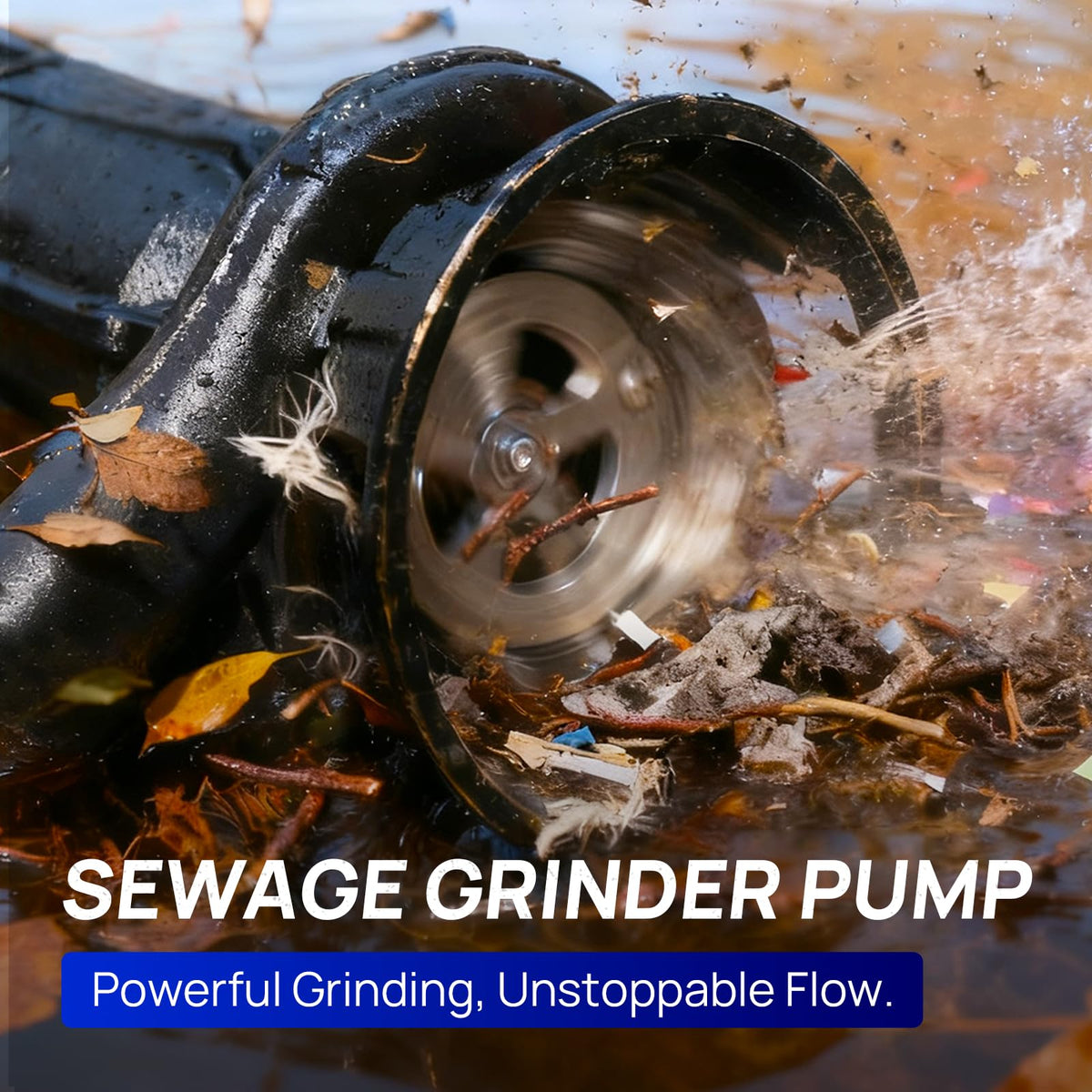 AQUASTRONG cast iron body on a sewage grinder pump for durability