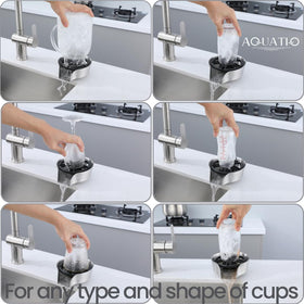 AquatiQ 120 cm retractable hose extends for versatile reach.