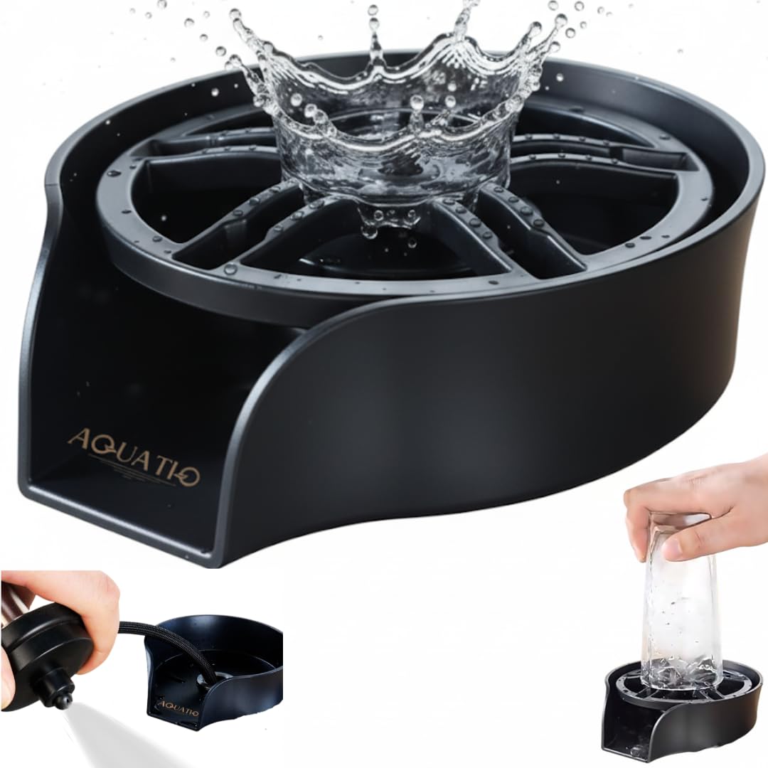 AquatiQ 2-in-1 glass rinser attachment for quick cup cleaning