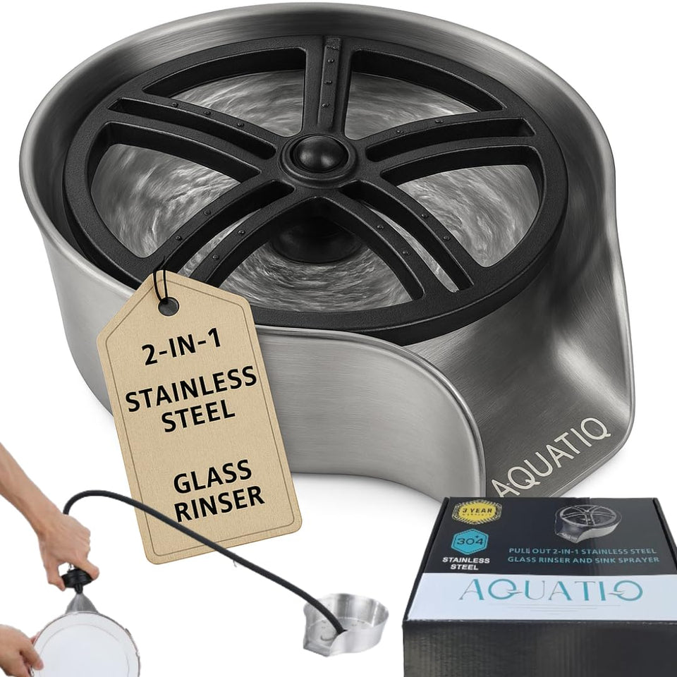 AquatiQ 2in1 glass rinser cleans cups quickly and efficiently.