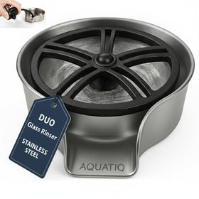 AquatiQ AquaDuo glass rinser enables fast cup cleanup after meals.