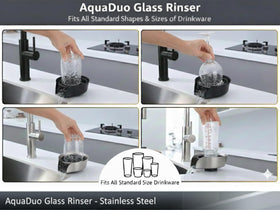 AquatiQ AquaDuo kitchen sprayer in action for thorough sink cleanups.