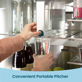 AquaTru Classic dispensed water shown in glass highlights crisp taste.