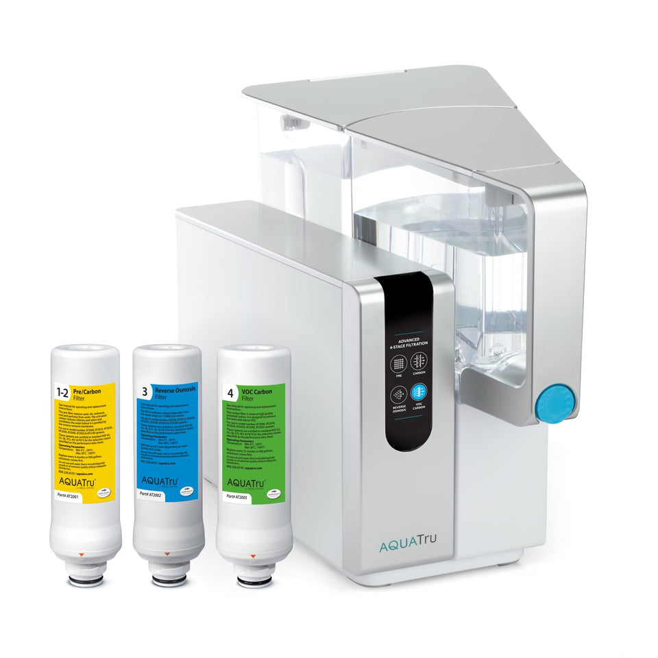 AquaTru Classic front view of the countertop purifier for quick, clean drinking water.