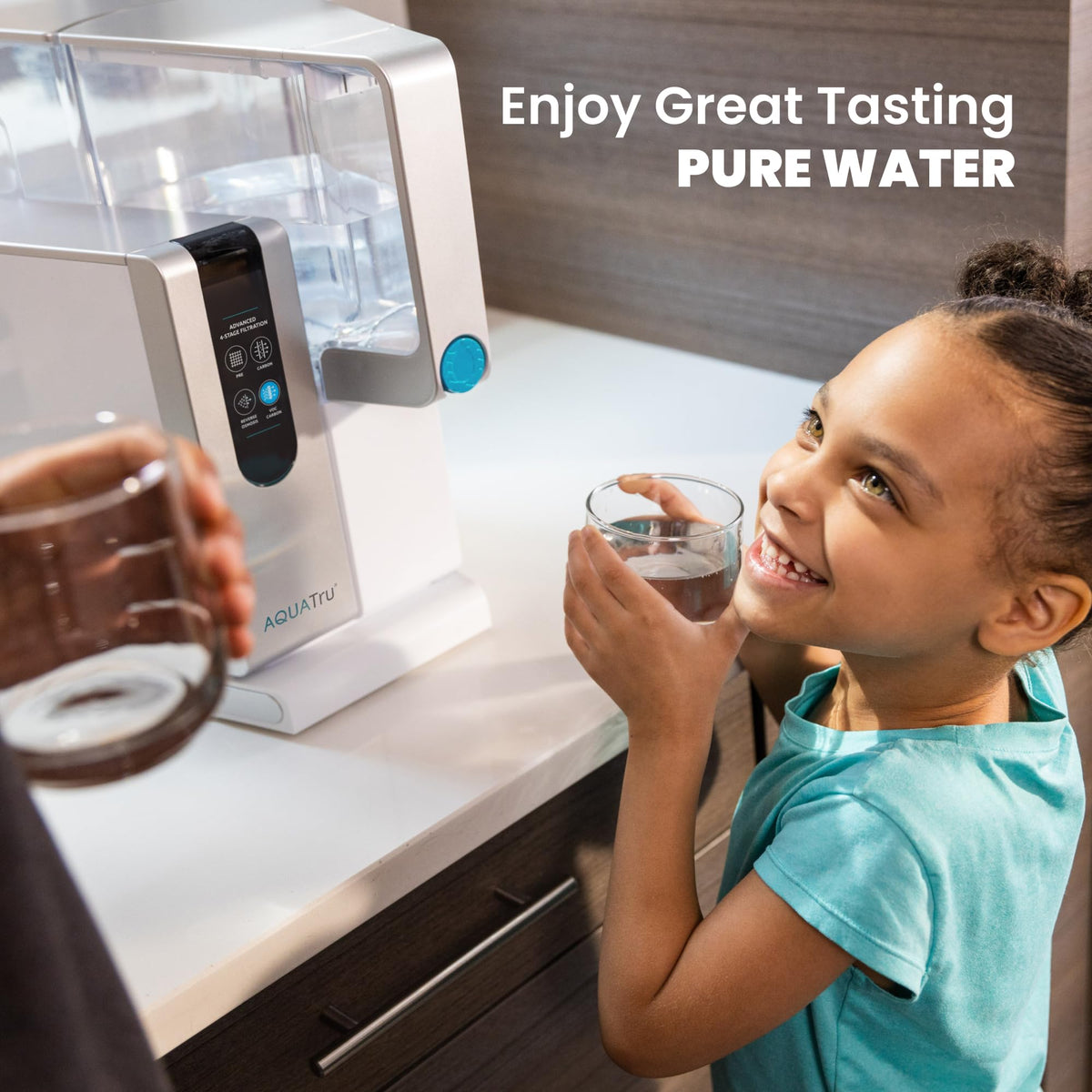 AquaTru Classic water dispense spout enables easy access to fresh purified water.