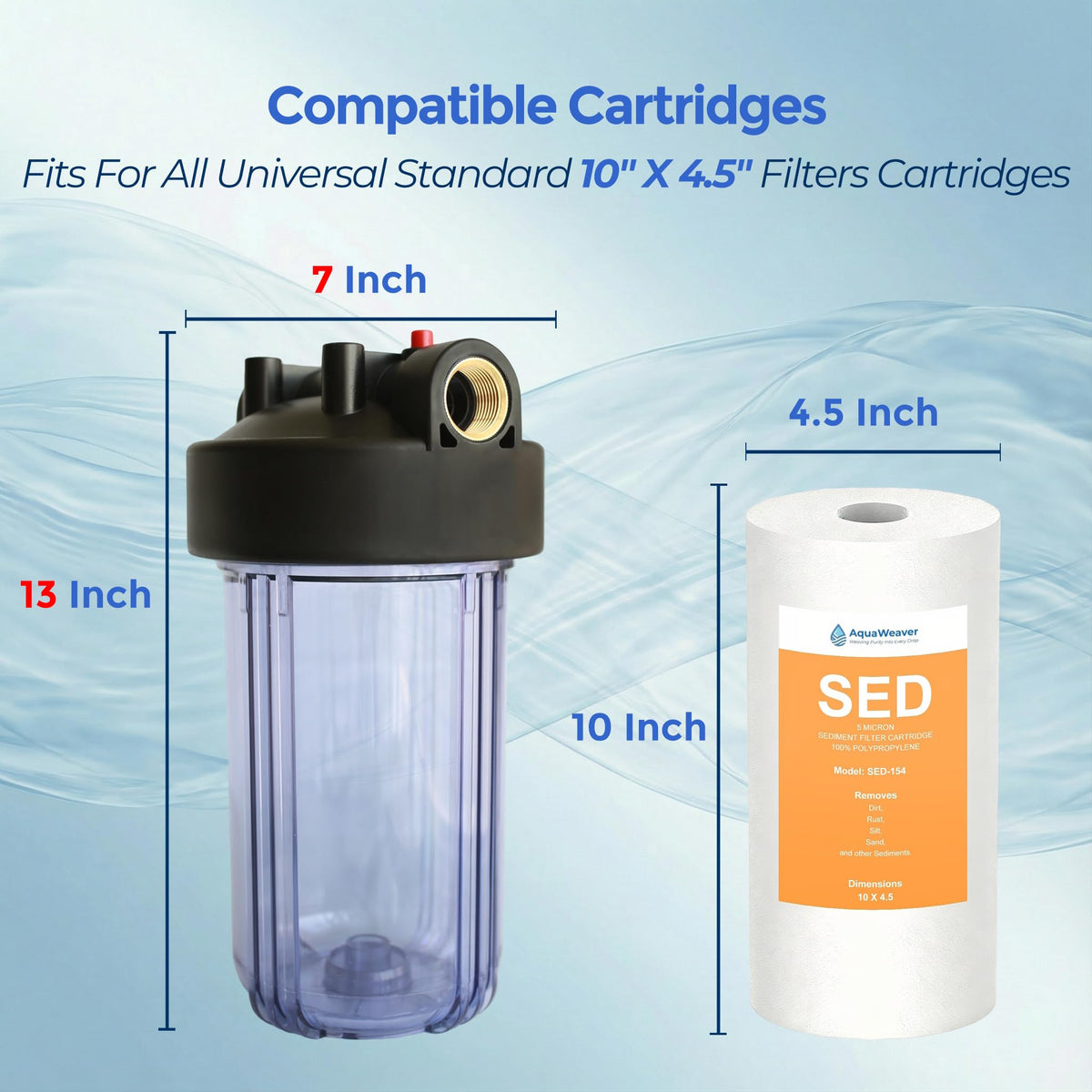 AquaWeaver WH-C10HD pressure-relief button enables safe cartridge changes.