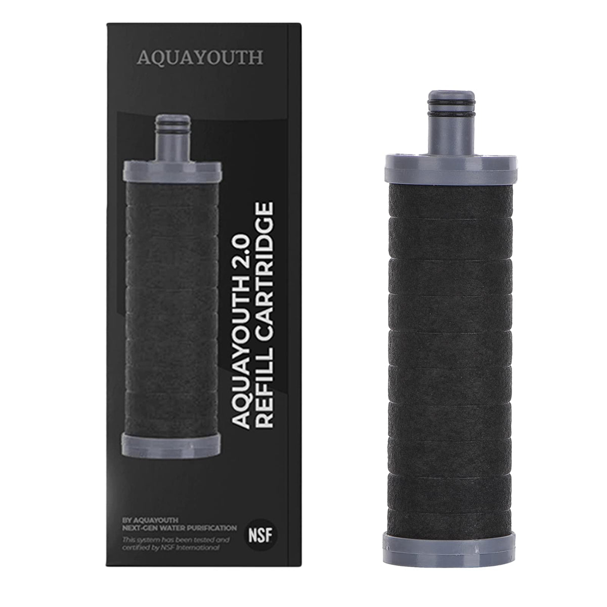 AQUAYOUTH 2.0 carbon shower filter head with sleek design for cleaner water.