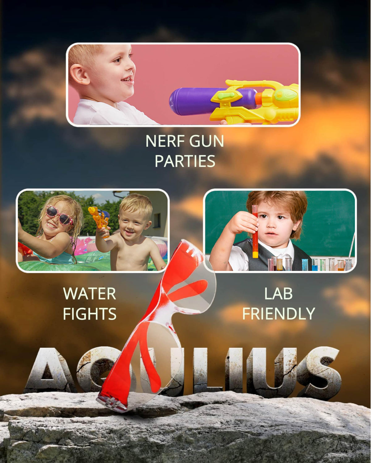 Aqulius Kids Safety Glasses worn by children during learning and play.