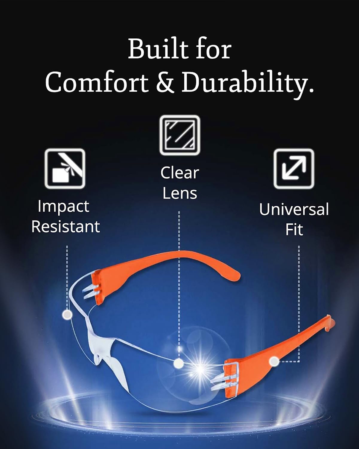 Aqulius safety glasses lightweight design for long wear at work