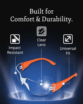 Aqulius safety glasses lightweight design for long wear at work