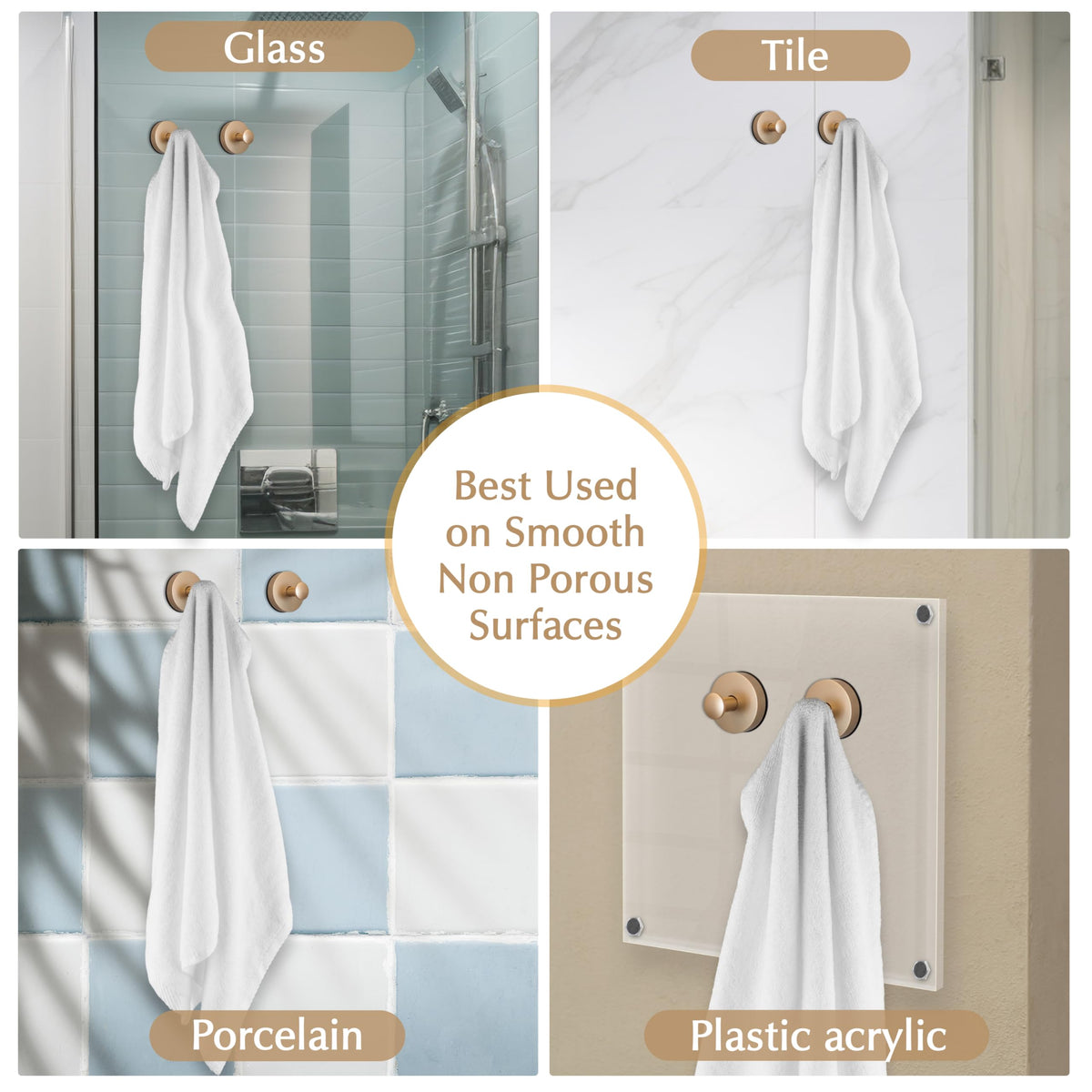 ARBELLE INNOVATIONS reusable and removable hooks leave no surface marks.