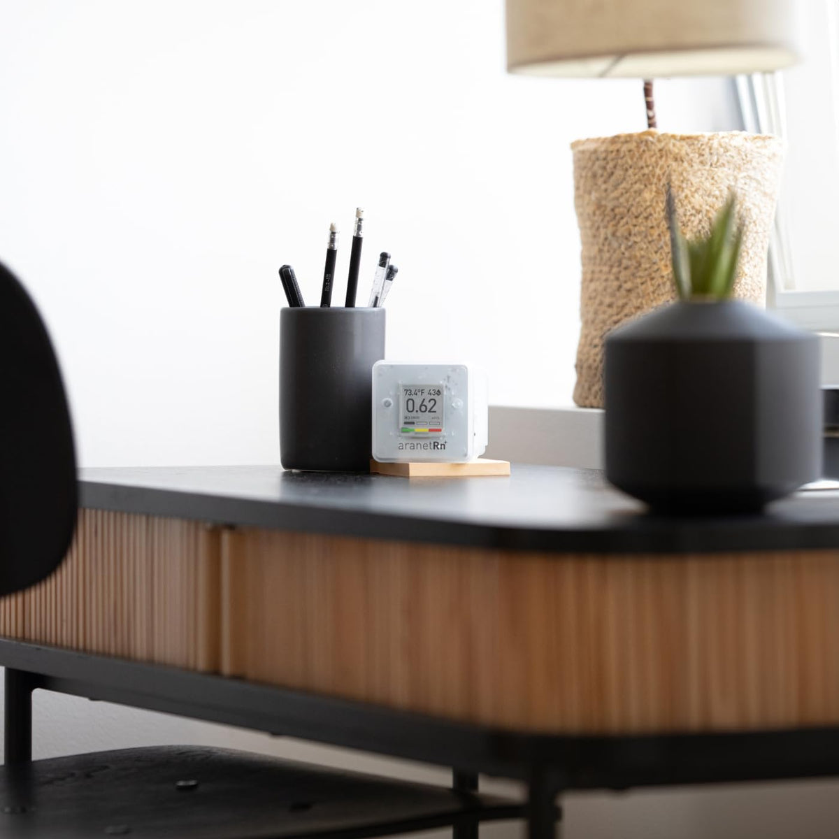 Aranet SAF radon detector home includes a free app for data insights.