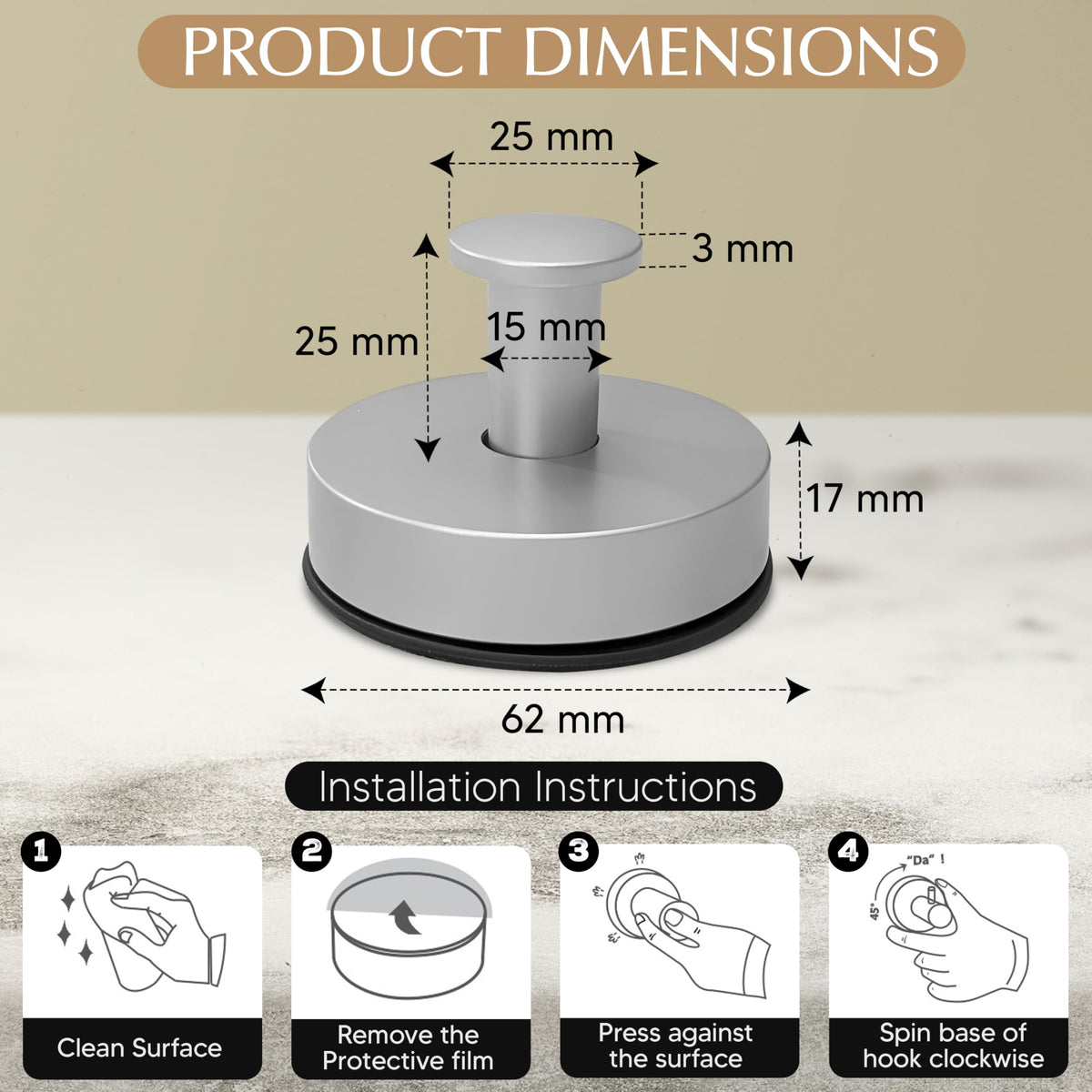 ARBELLE INNOVATIONS two-pack hooks offer color options for bathrooms.