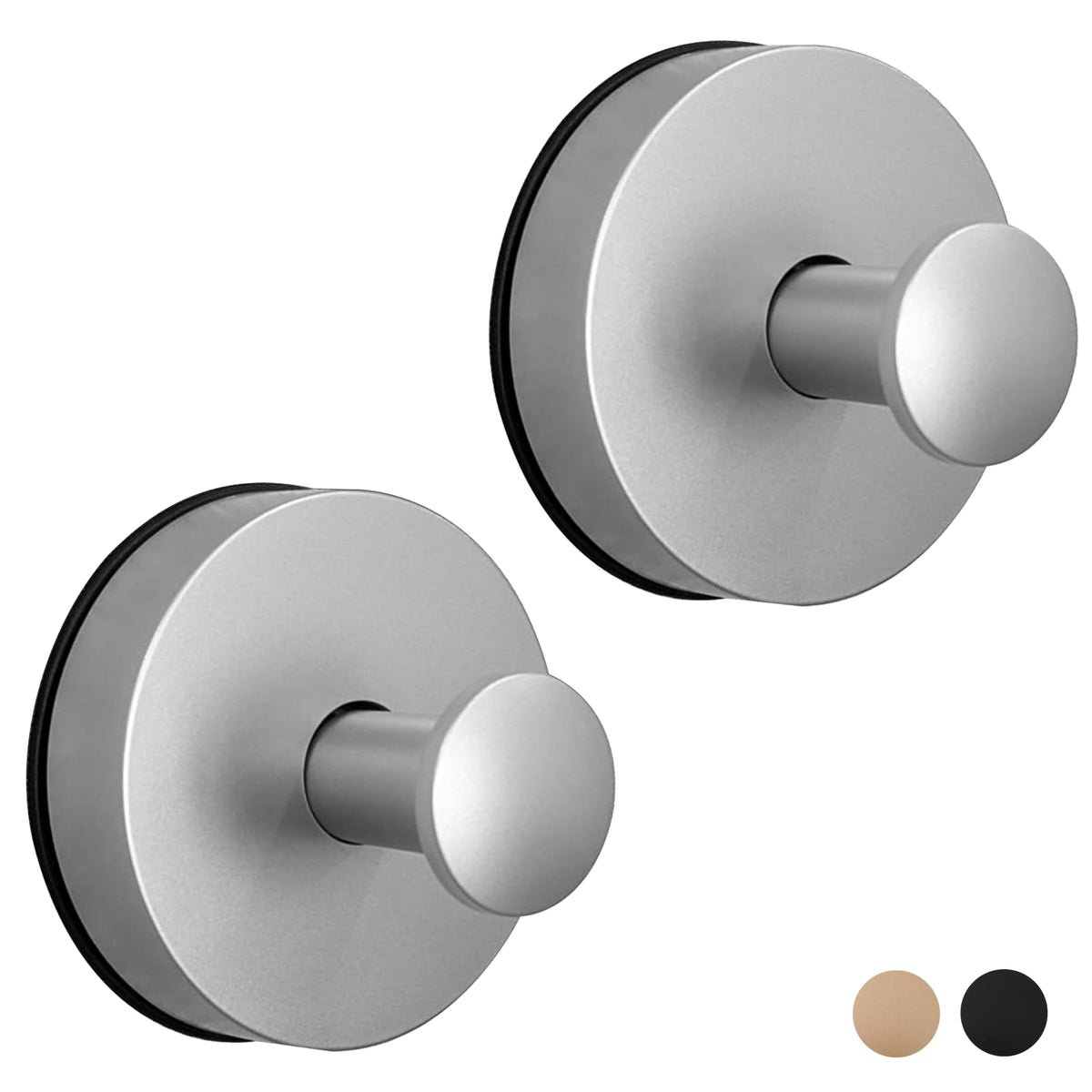ARBELLE INNOVATIONS suction hooks brushed nickel on shower glass hold towels securely.