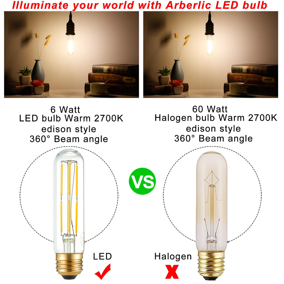 Arberlic Edison-style clear glass bulb adds vintage charm