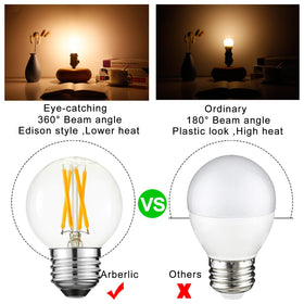 Arberlic G16.5 dimmable 40W equivalent bulb offers smooth dimming for versatile ambiance.