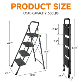 Arbusb Step Ladder folded profile showing compact storage and portability.