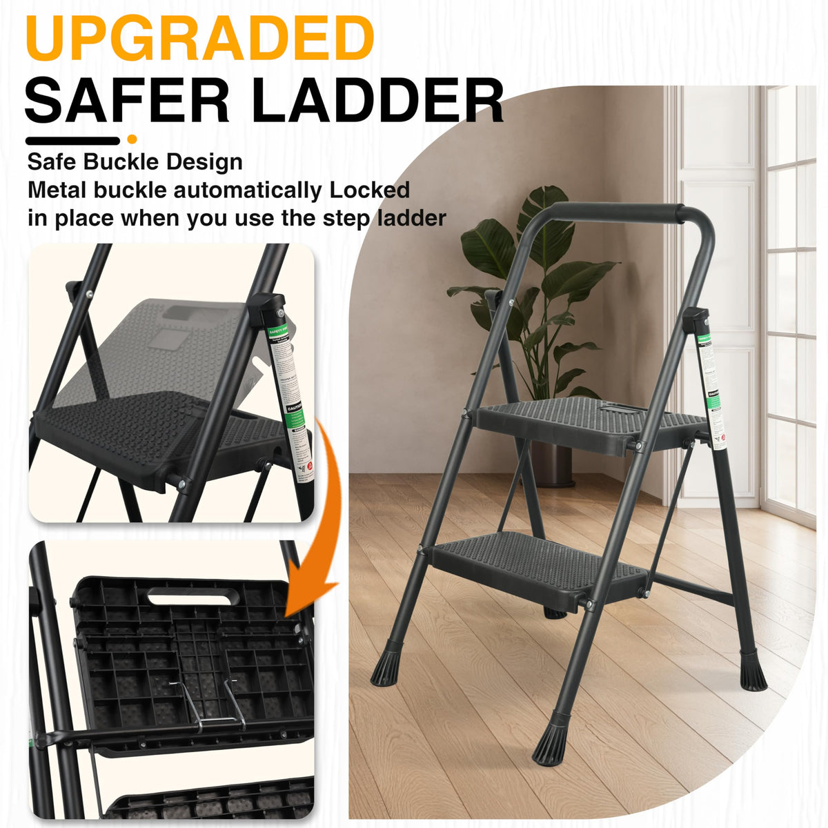 Arbusb Step Ladder folded compact for easy storage in small spaces.