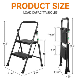 Arbusb Step Ladder with rubber handgrip for sturdy handling