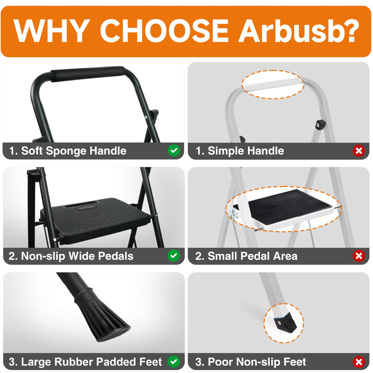 Arbusb Step Ladder in use for kitchen or shelf tasks