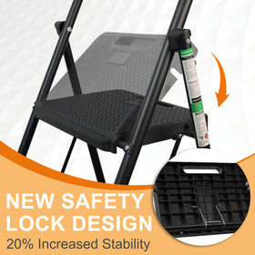 Arbusb Step Ladder rubber feet enhance grip on slick floors.