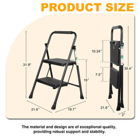 Arbusb Step Ladder features automatic safety buckle for secure setup.