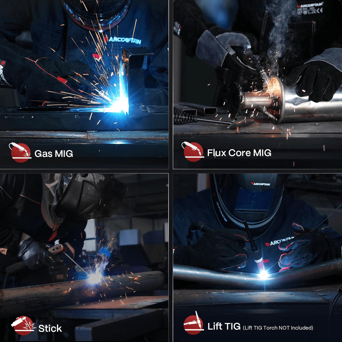ARCCAPTAIN 165A MIG welder synergy MCU IGBT controls enable precise parameter adjustments for versatile welding