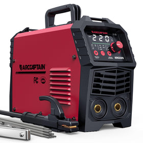 ARCCAPTAIN 220A welder front panel with large LED display for precise settings.
