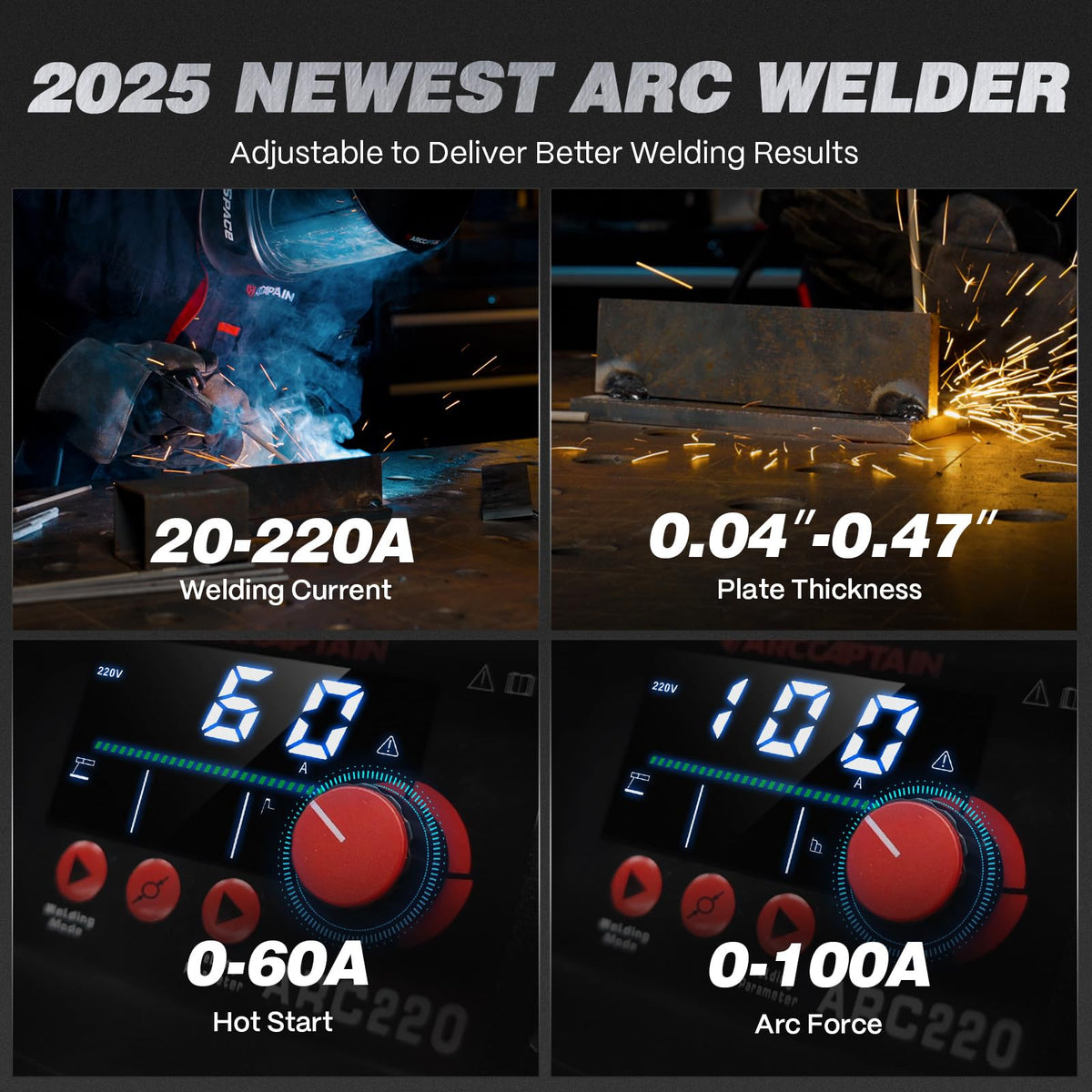 ARCCAPTAIN 220A welder Lift TIG mode in action for clean welds.
