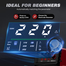 ARCCAPTAIN 220A welder side ports enabling easy cable access.