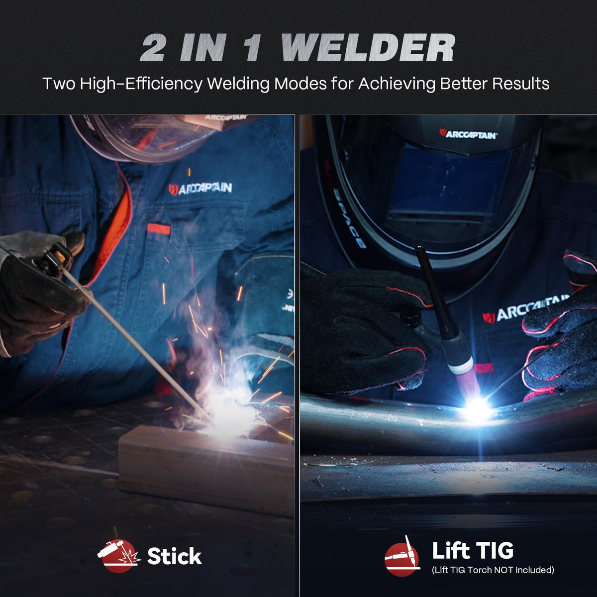 ARCCAPTAIN 220A welder stick mode ready for outdoor repairs.