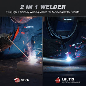 ARCCAPTAIN 220A welder stick mode ready for outdoor repairs.
