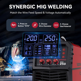 ARCCAPTAIN 250A MIG welder accessories kit included for setup