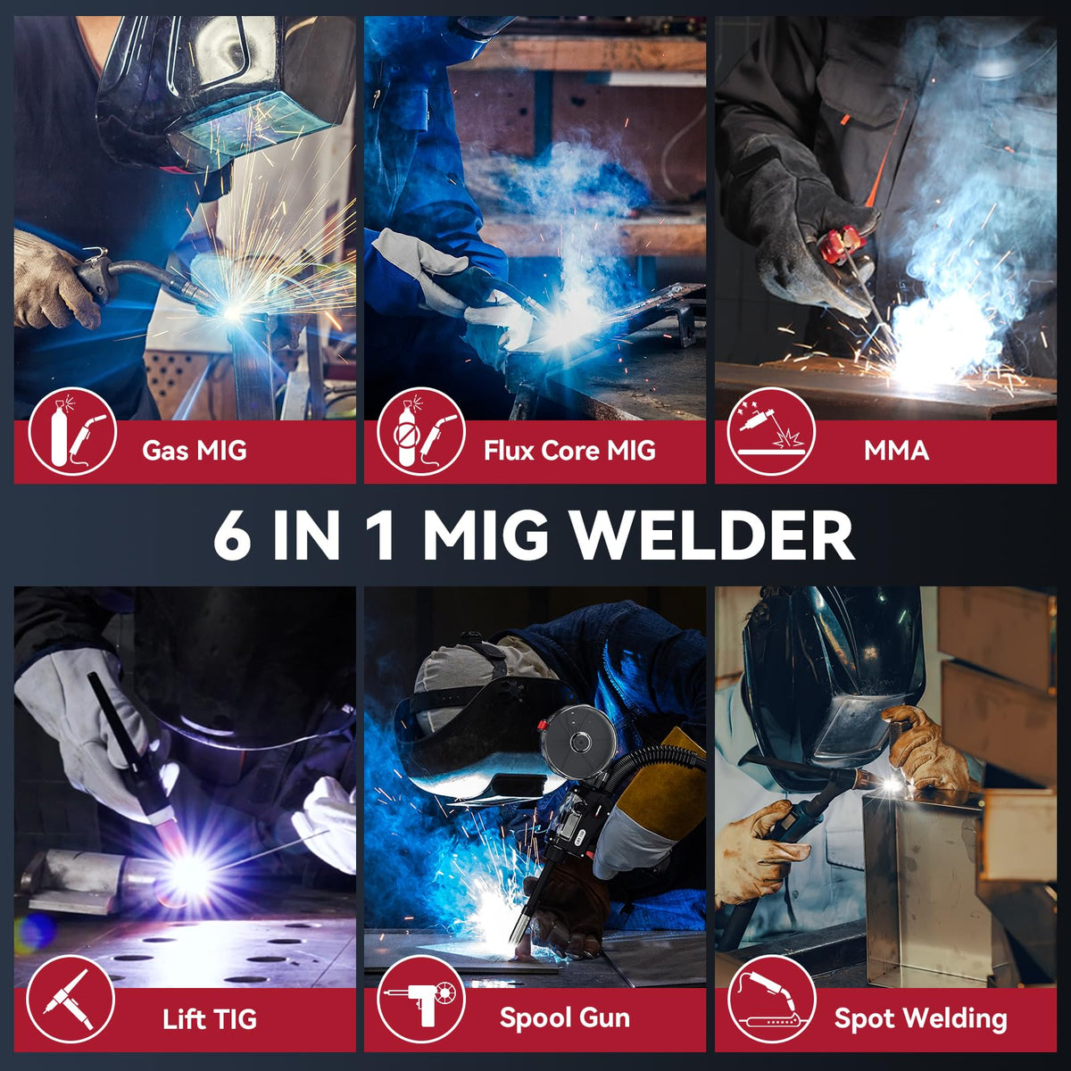ARCCAPTAIN 250A MIG welder control panel with clear settings