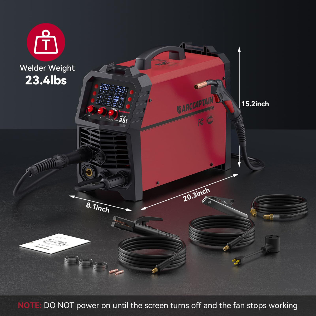 ARCCAPTAIN 250A MIG welder safety features and protections