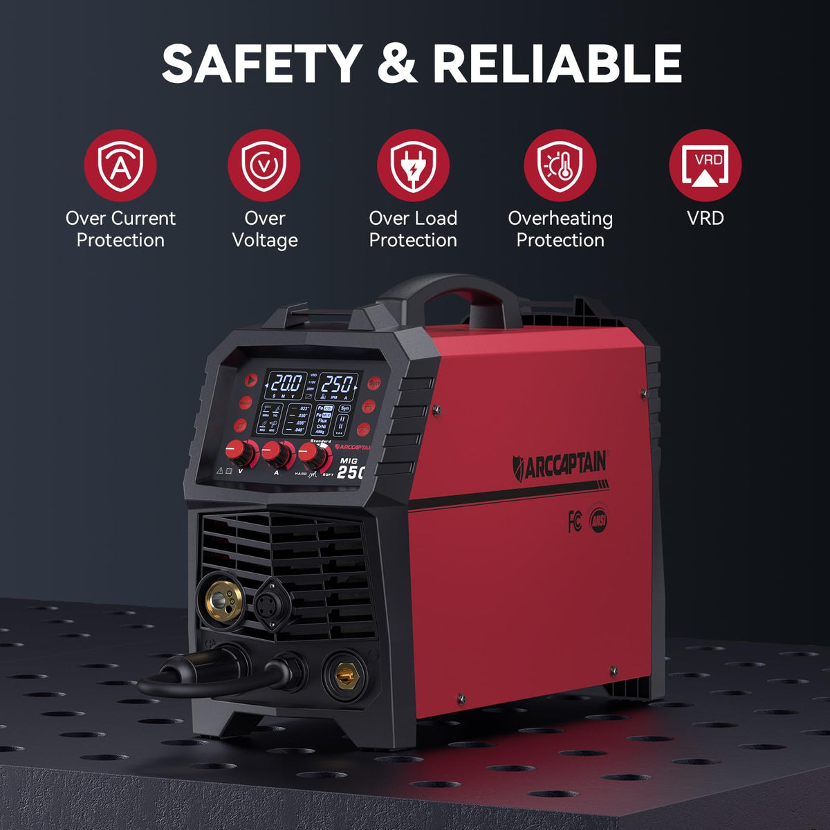 ARCCAPTAIN 250A MIG welder spot welding in action