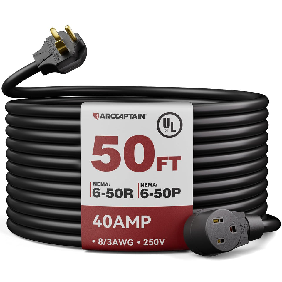 ARCCAPTAIN welder extension cord full product shot showing rugged outdoor readiness