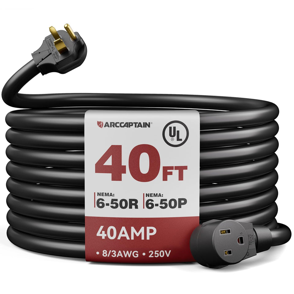 ARCCAPTAIN 40Amp welder extension cord 40ft reach for MIG/TIG work