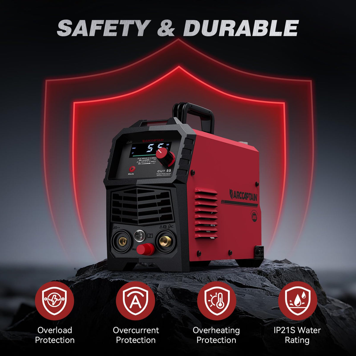 ARCCAPTAIN 55A cuts through rusted steel smoothly at 60 PSI